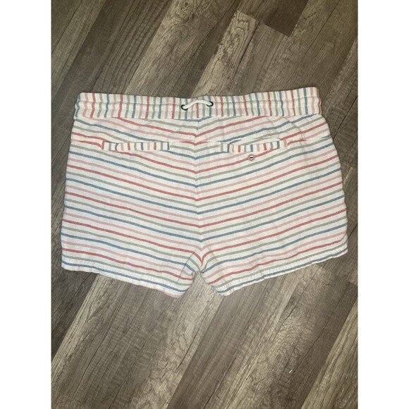 Jolt Small Orange Blue Striped Linen Shorts Beach Vacation Drawstring Boho - Picture 4 of 7